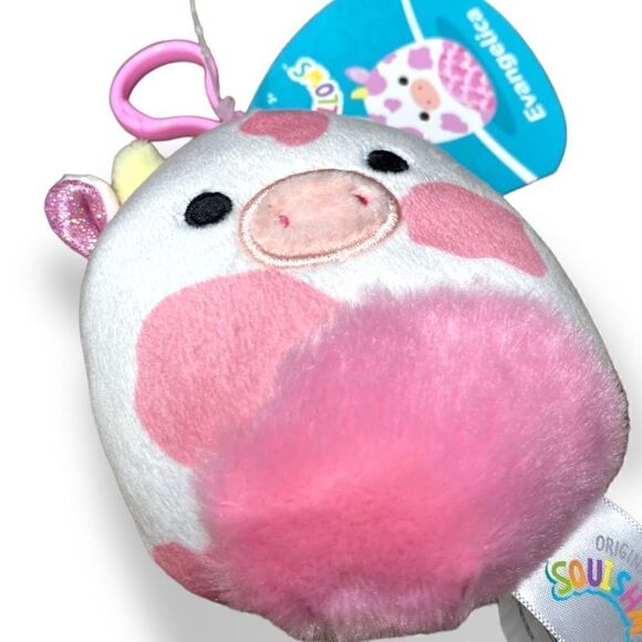 Squishmallows Evangelica The Pink Spotted Cow 3.5” Clip Keychain Vday 2023 - Picture 3 of 7